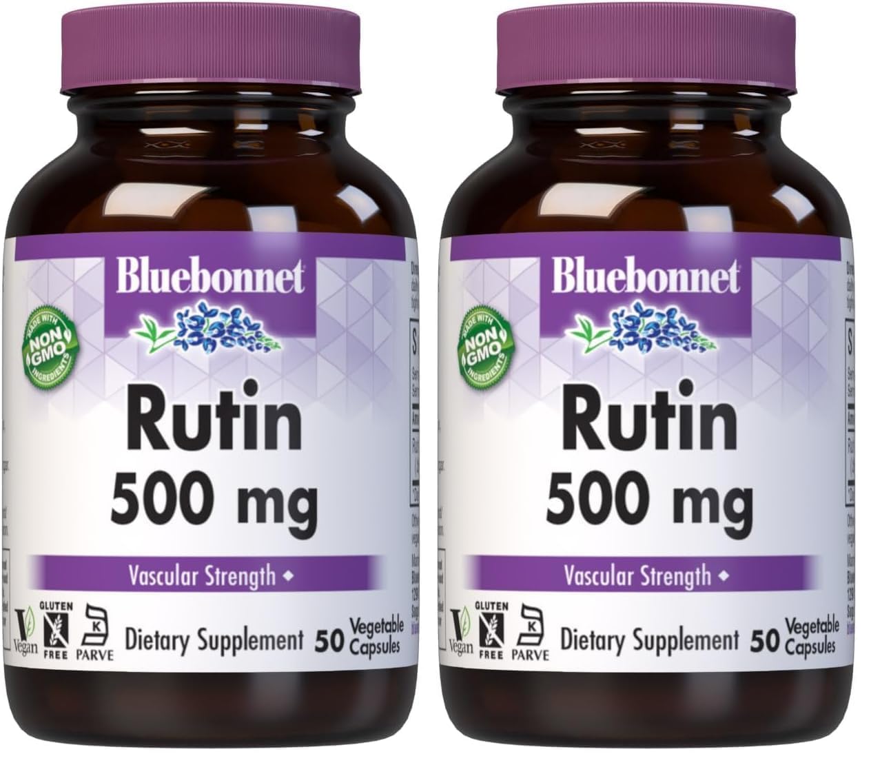BlueBonnet Rutin 500mg bottle illustrating vascular health concept