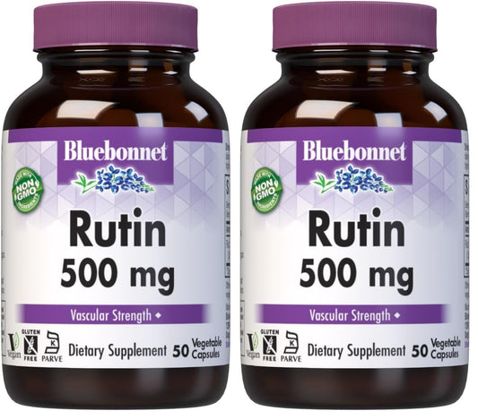 BlueBonnet Rutin 500mg bottle illustrating vascular health concept