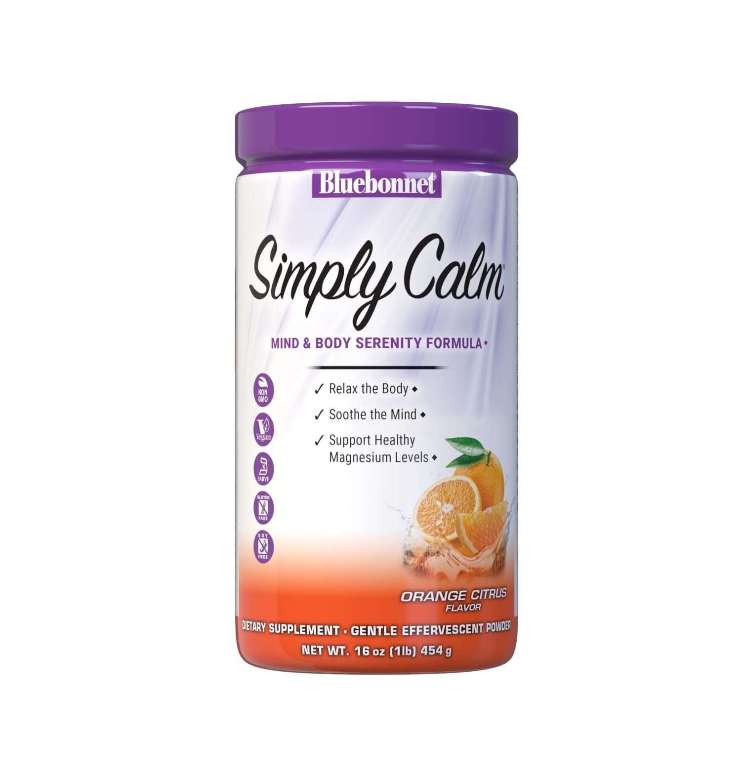 Bluebonnet Simply Calm Magnesium Powder orange citrus flavor canister