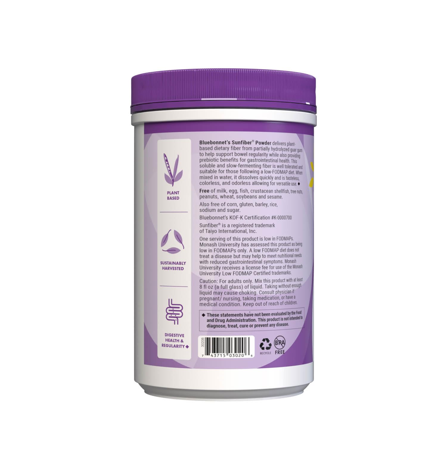 Unflavored Sunfiber 7.4 oz bottle with 30 servings
