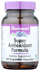 BlueBonnet Super Antioxidant Formula Vegetarian Capsules bottle with label – White, 60 Count
