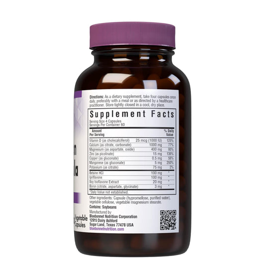 Label showing ingredients: calcium, magnesium, potassium, zinc, vitamin D3, boron, copper, Ostivone