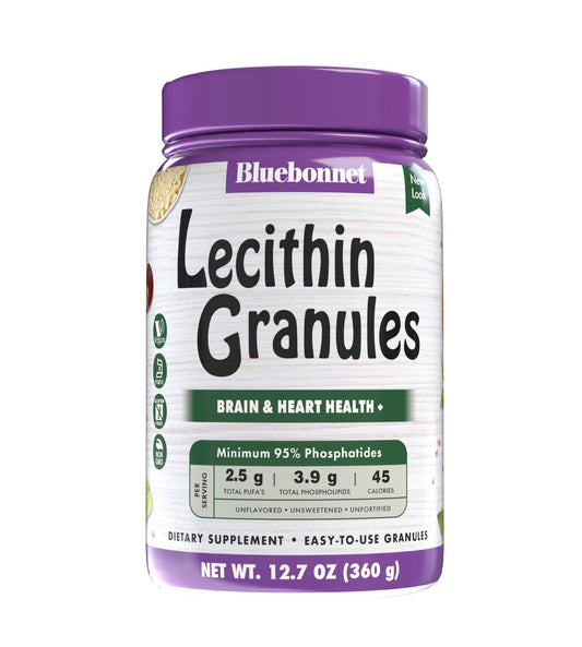 BlueBonnet Nutrition Super Earth Lecithin Granules bottle and label, 12.7 oz