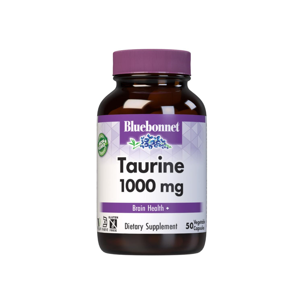 Bluebonnet Taurine 1000 mg vegetable capsules bottle front view