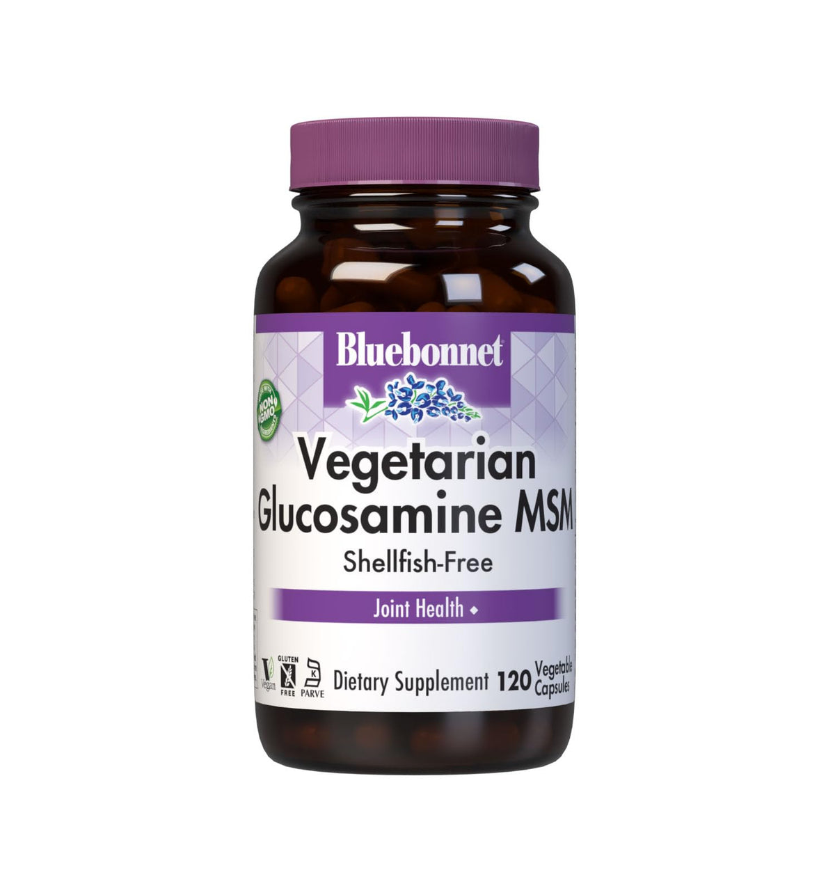 Bluebonnet Vegetarian Glucosamine with MSM bottle - front view