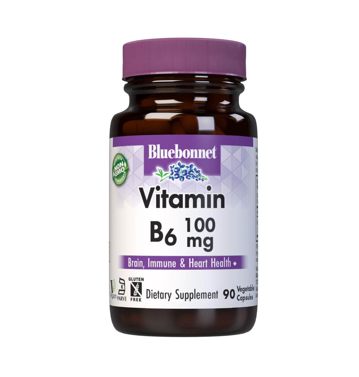 BlueBonnet Vitamin B6 100 mg vegetable capsules bottle label