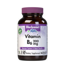 Bluebonnet Vitamin B6 200 mg vegetable capsules bottle label