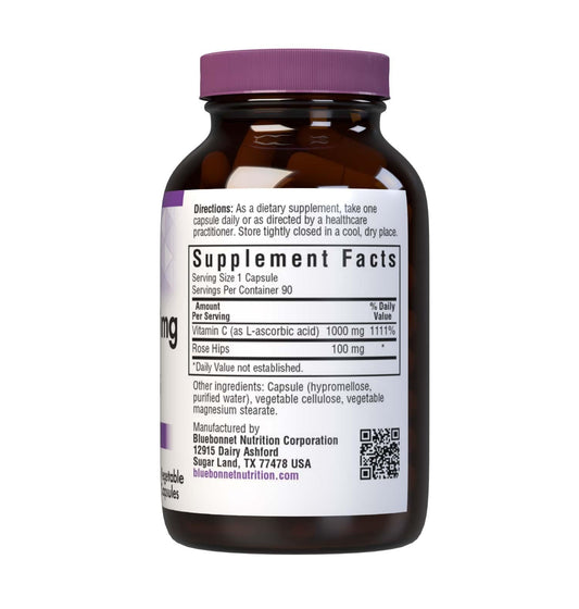 Front view of Bluebonnet Vitamin C-1000 mg with Rose Hips bottle