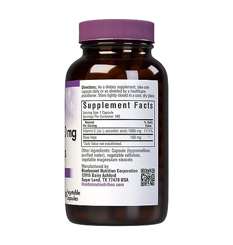 Capsules of Bluebonnet Vitamin C 1000 mg Plus Rose Hips