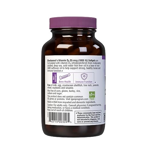 Bottle label highlighting bone health and immune support