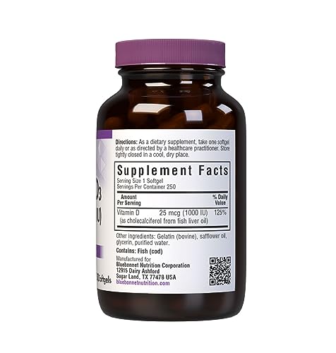 Close-up of Vitamin D3 1000 IU softgels from fish oil