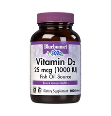 Bluebonnet Vitamin D3 1000 IU Softgels bottle front