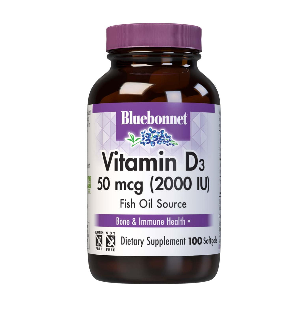 Bluebonnet Vitamin D3 2000 IU capsules front view