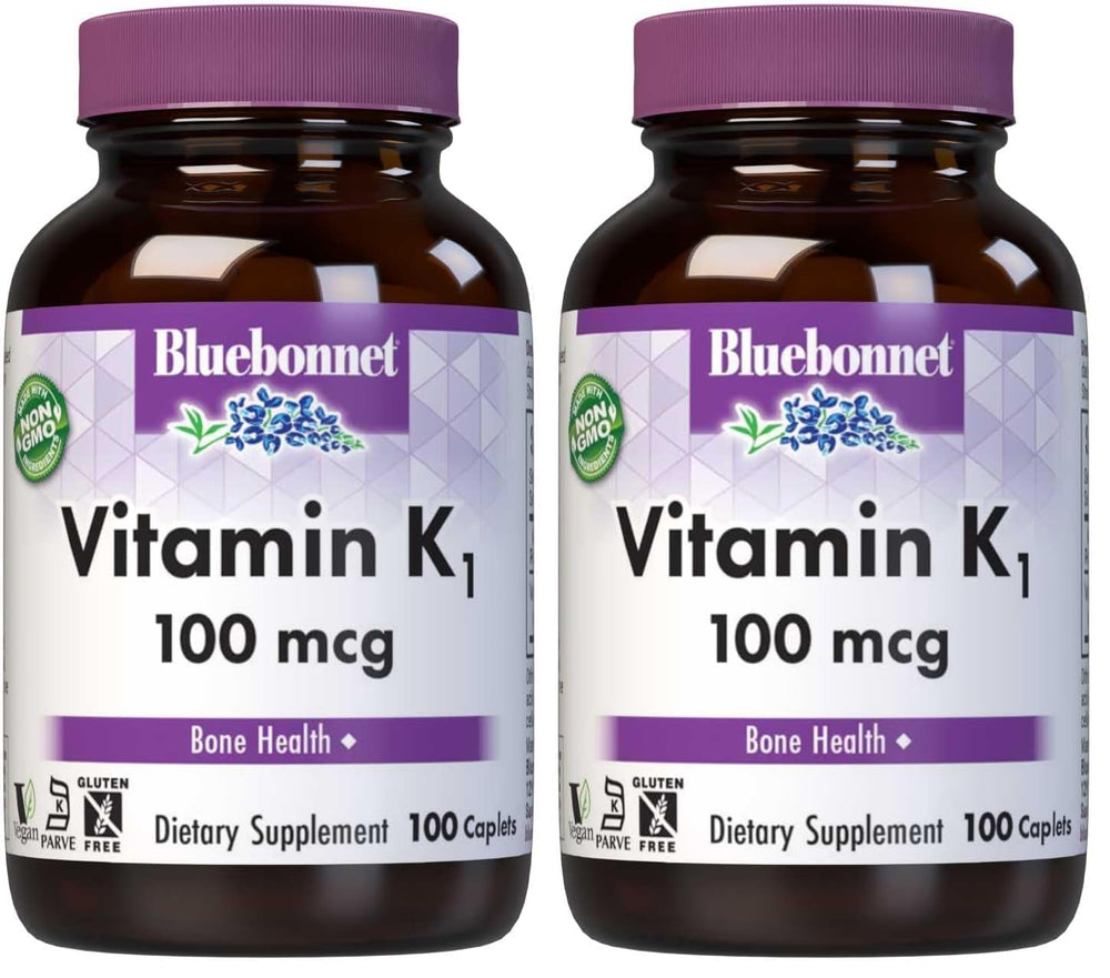 Front view of BlueBonnet Vitamin K1 100 mcg bottle
