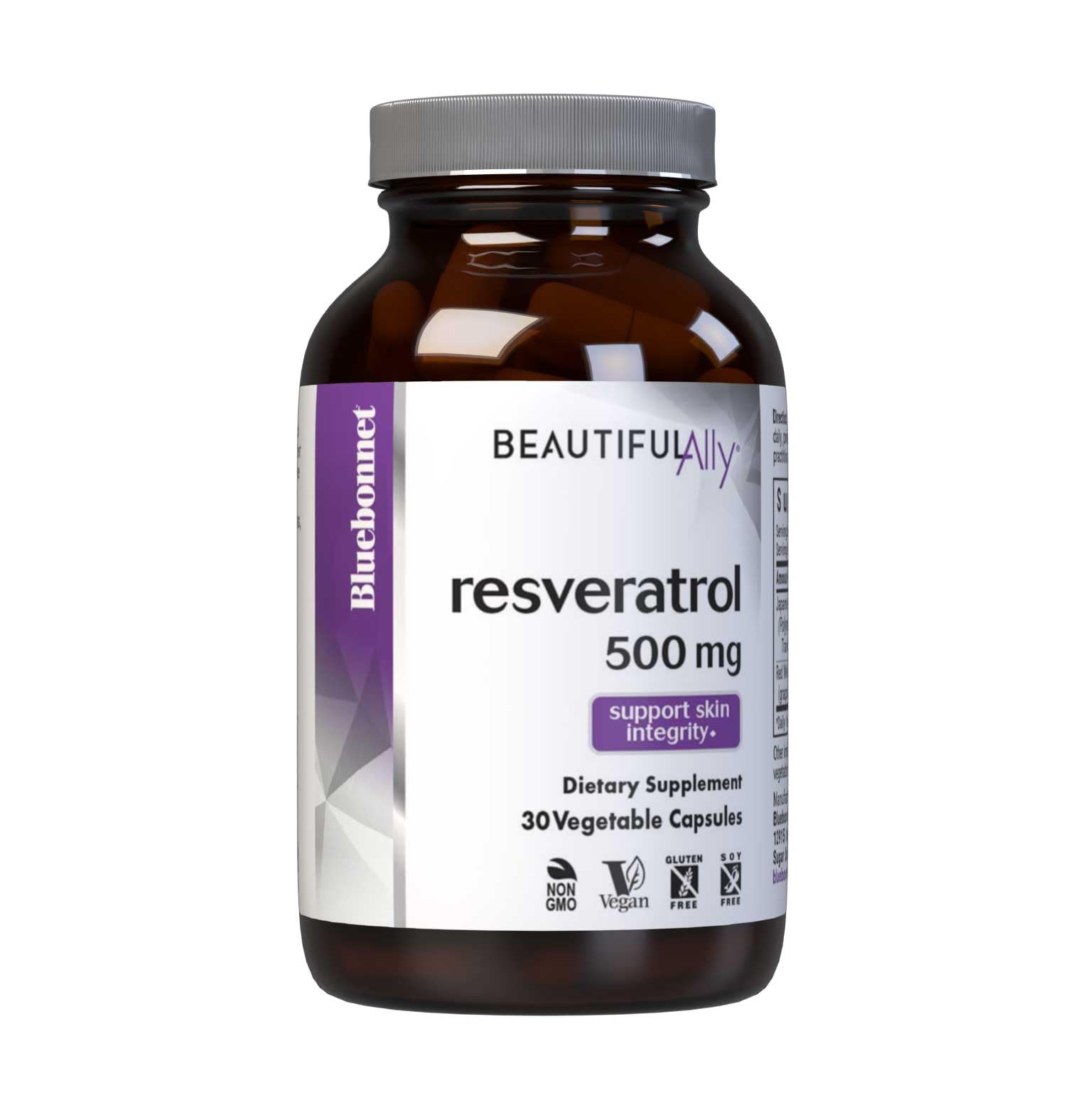 Bluebonnet Beautiful Ally Resveratrol 500 mg bottle label