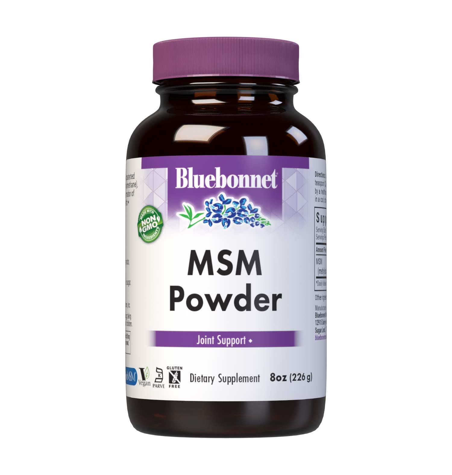 BlueBonnet MSM Powder 8 oz container front view