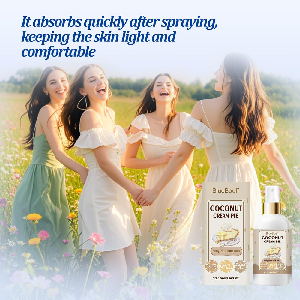 BlueBouff bottle pour coconut fragrance close-up highlights long-lasting aroma.