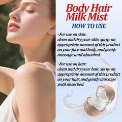 BlueBouff mist on skin and hair demonstrates quick hydration benefits.