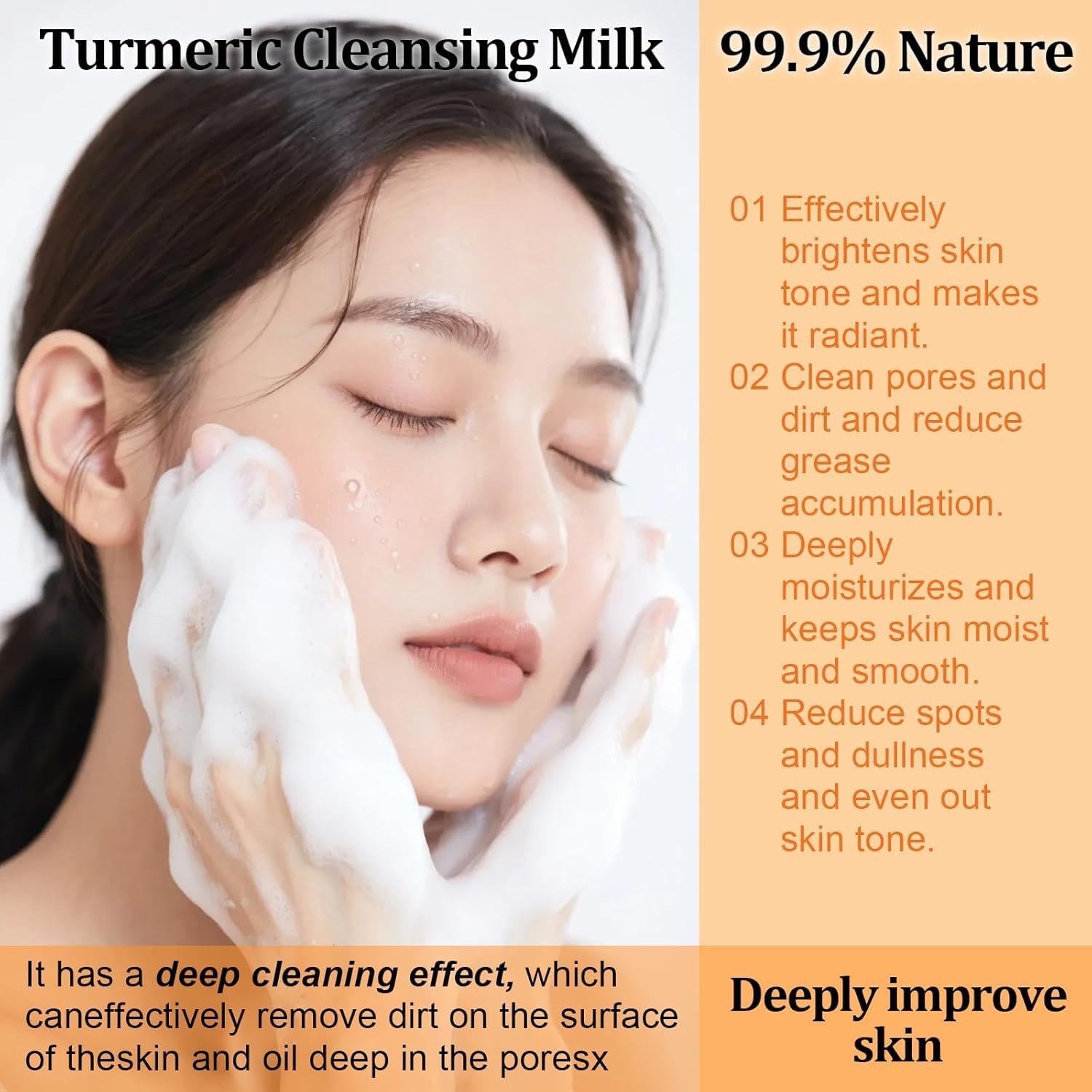 BlueBouff Turmeric Face Wash brush in use offers gentle cleansing and mild exfoliation.