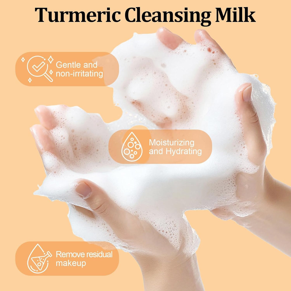 BlueBouff Turmeric Face Wash foam lather, refreshing cleanse with natural ingredients.