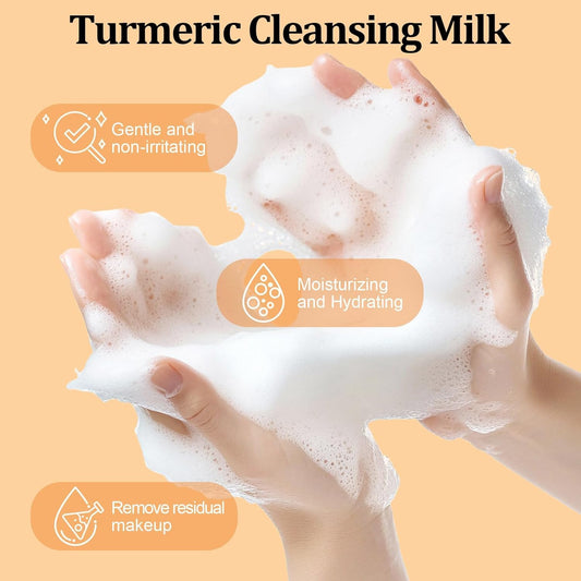BlueBouff Turmeric Face Wash foam lather, refreshing cleanse with natural ingredients.