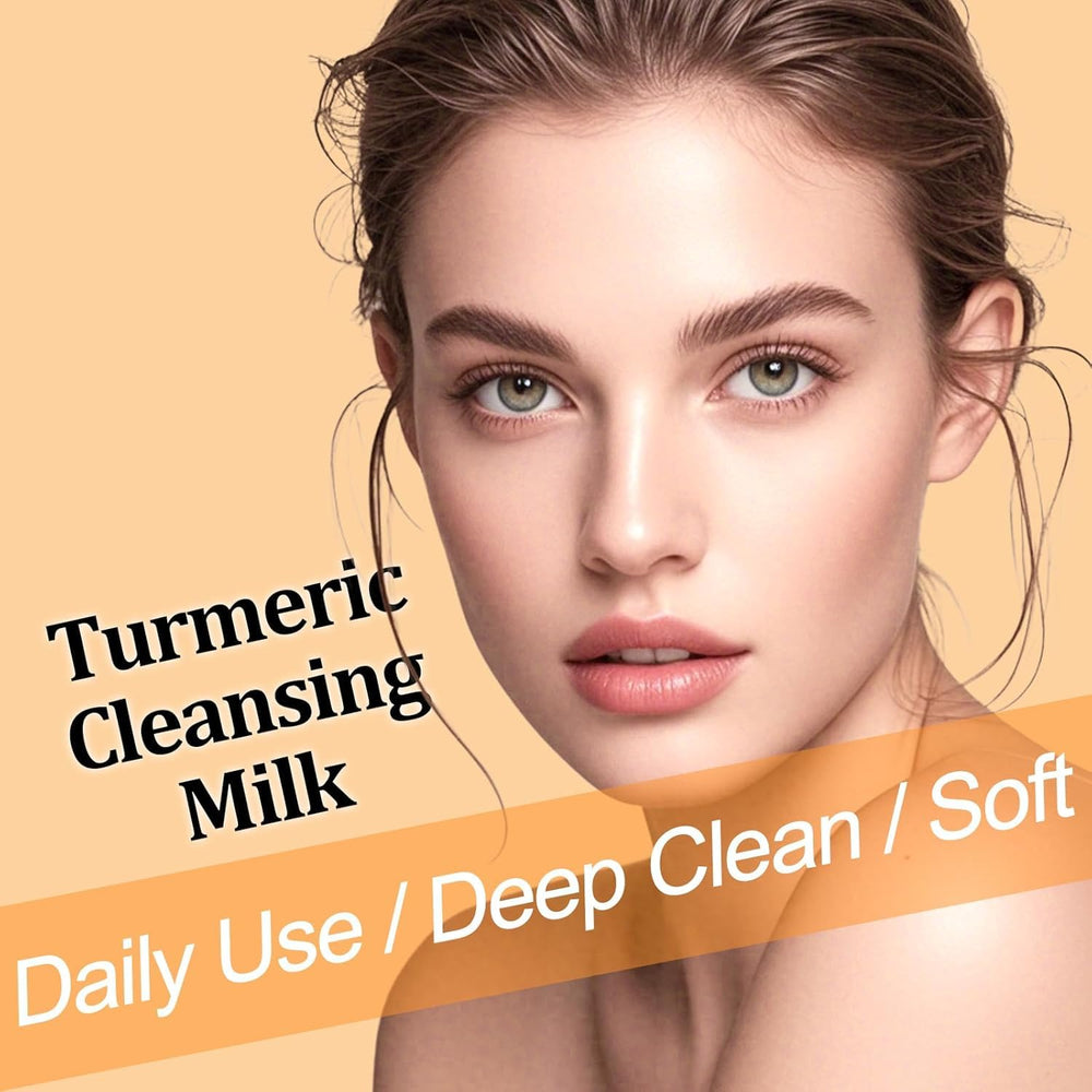 BlueBouff Turmeric Face Wash pour action shown, easy to dispense.
