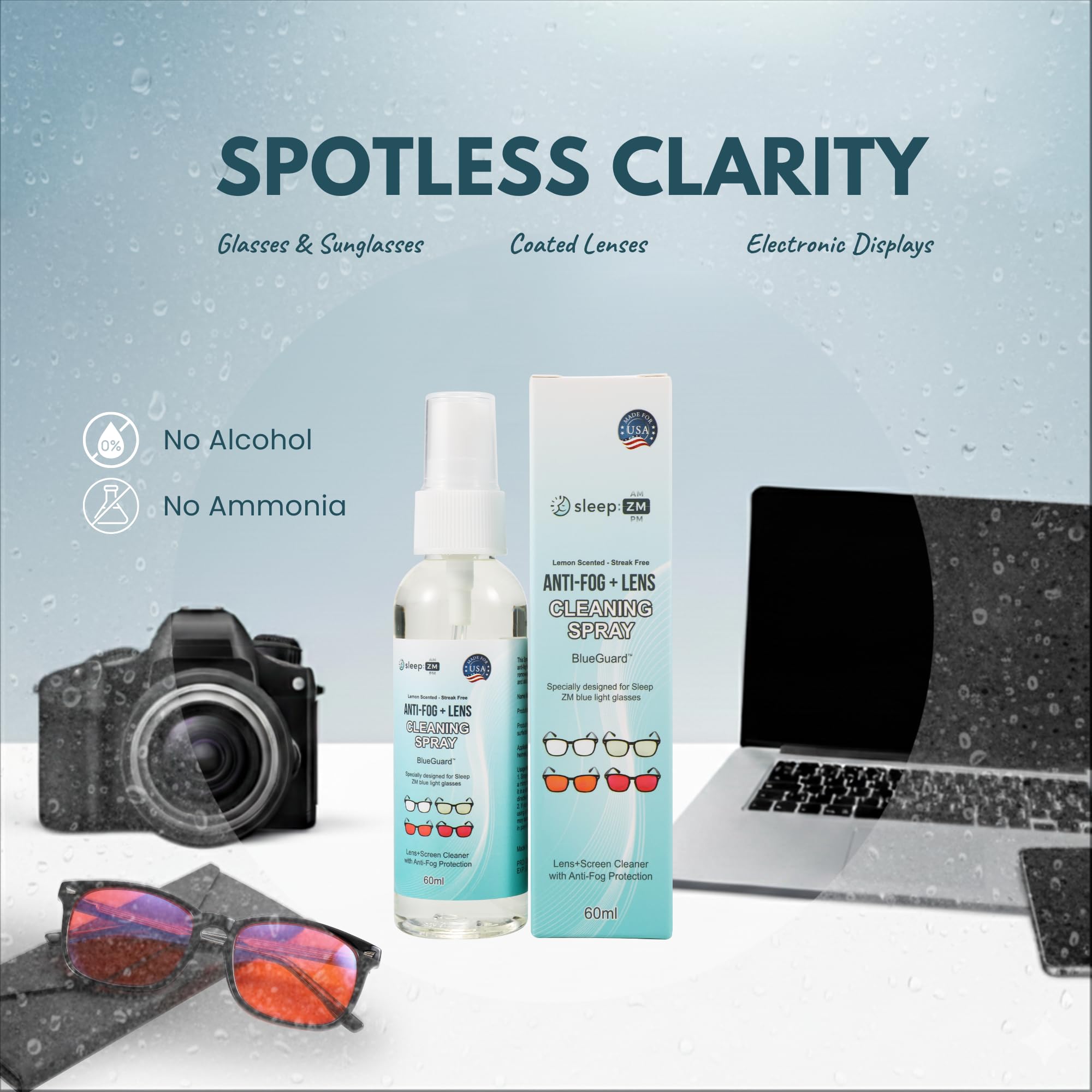 Lenses shown with anti-fog protection after applying BlueGuard