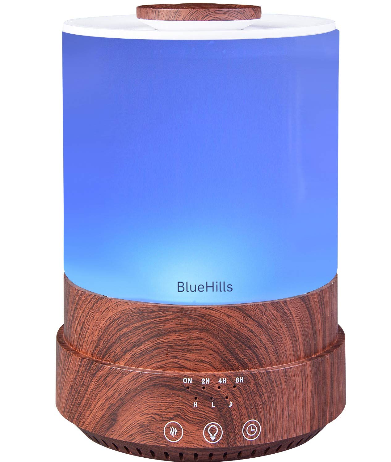 BlueHills 2500 ml XL essential oil diffuser with dark wood grain front