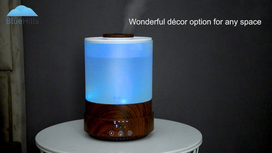 Top view of BlueHills diffuser showing 7 LED colors