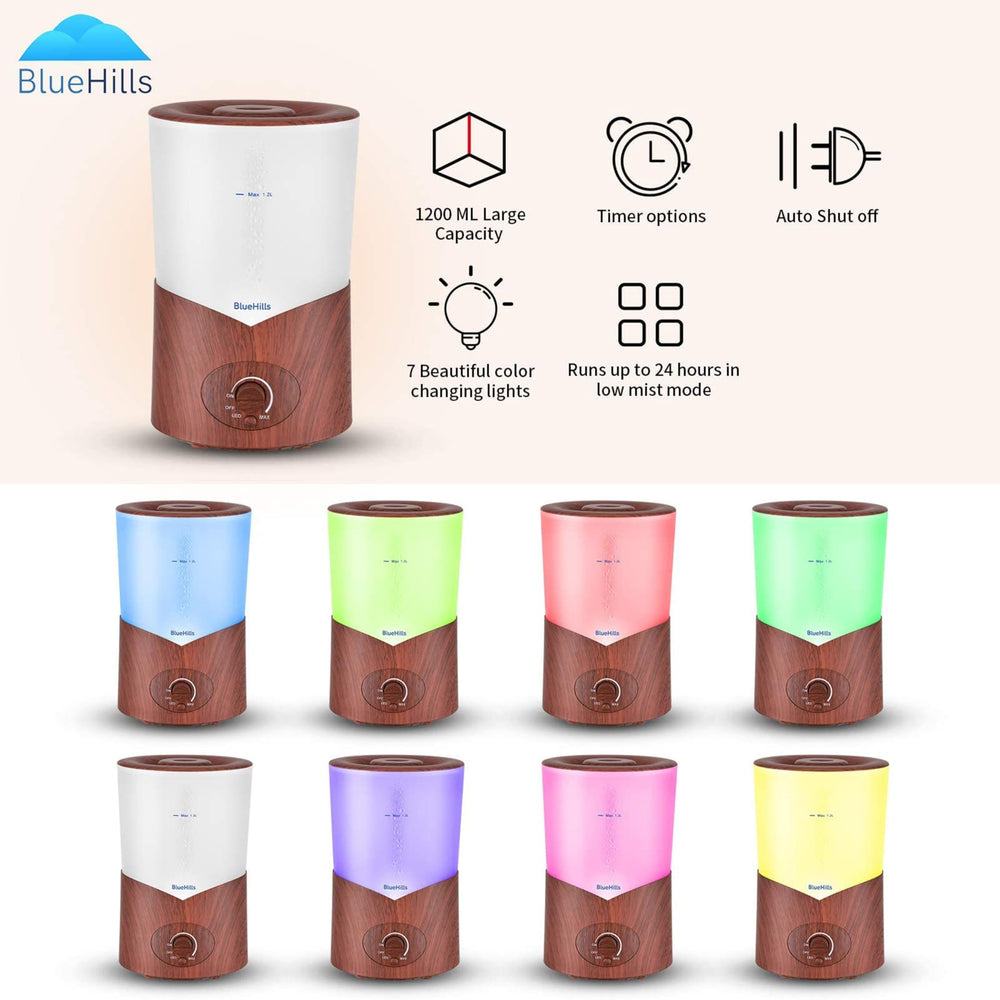 BlueHills diffuser in a living room setup for large area coverage