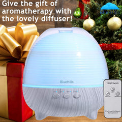 BlueHills diffuser with seven LED colors enhances mood lighting for relaxation.
