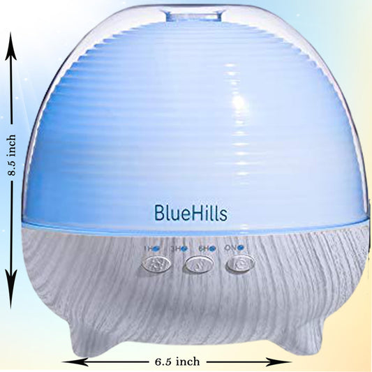 BlueHills diffuser remote control for convenient mist and timer adjustments.
