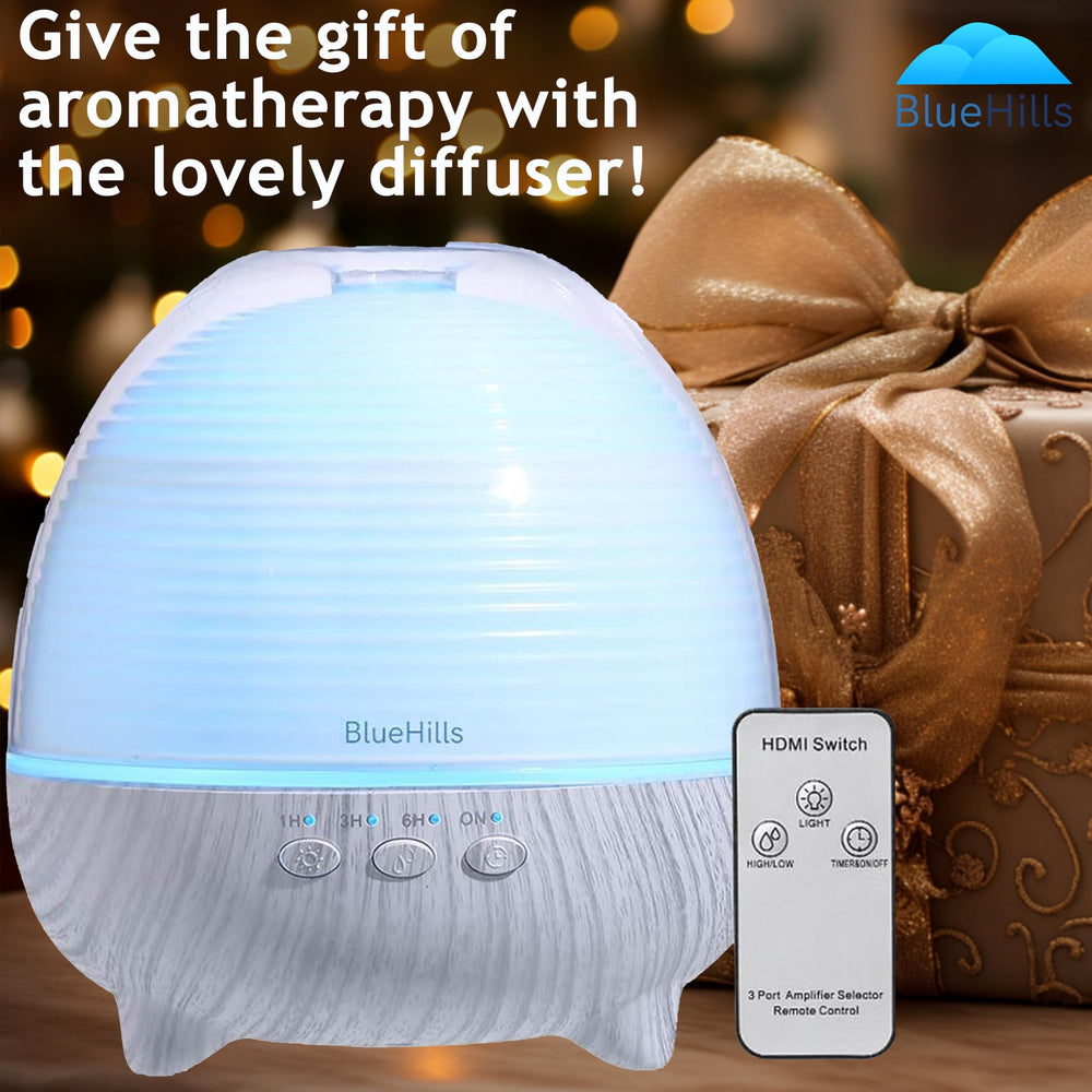 BlueHills diffuser wood grain finish complements modern and rustic decor
