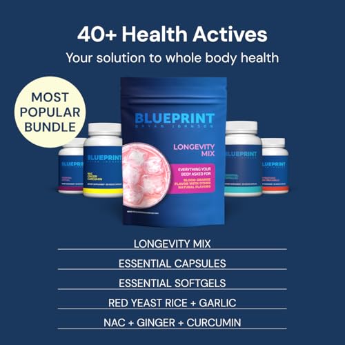 Retail display of Blueprint Bryan Johnson Essential Capsules on store shelf.