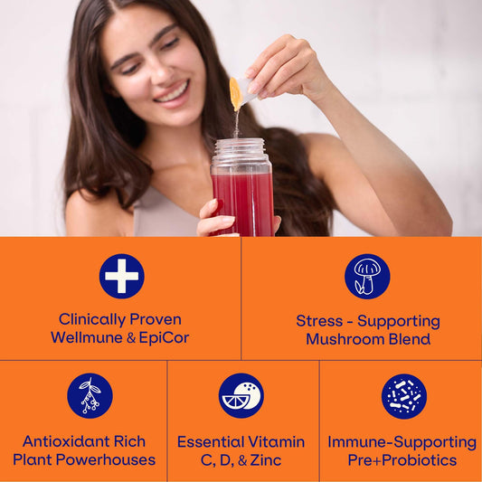 Single-serve immune support packets designed for on-the-go use