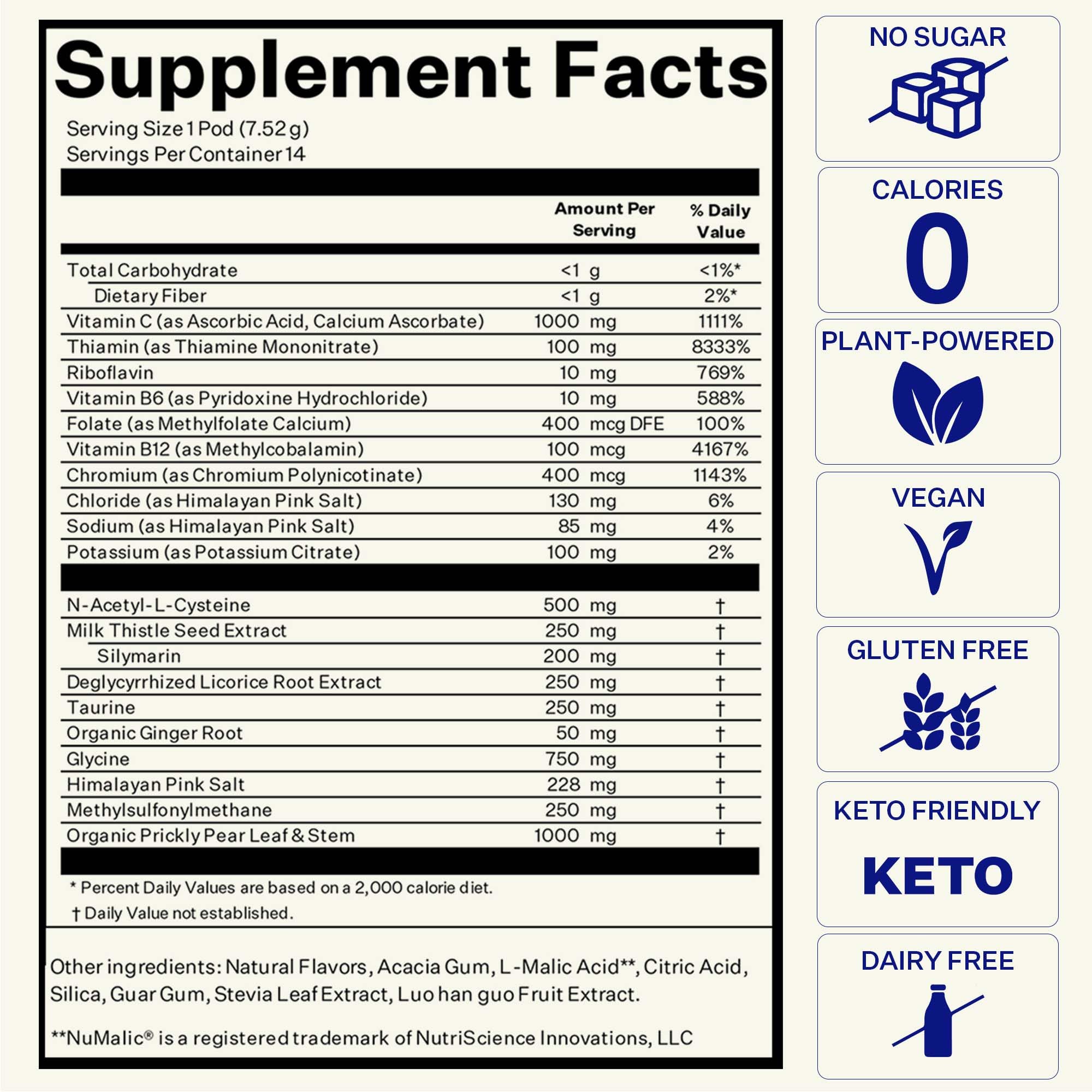 No sugar vegan and keto friendly Blueshift Pre-Game packaging