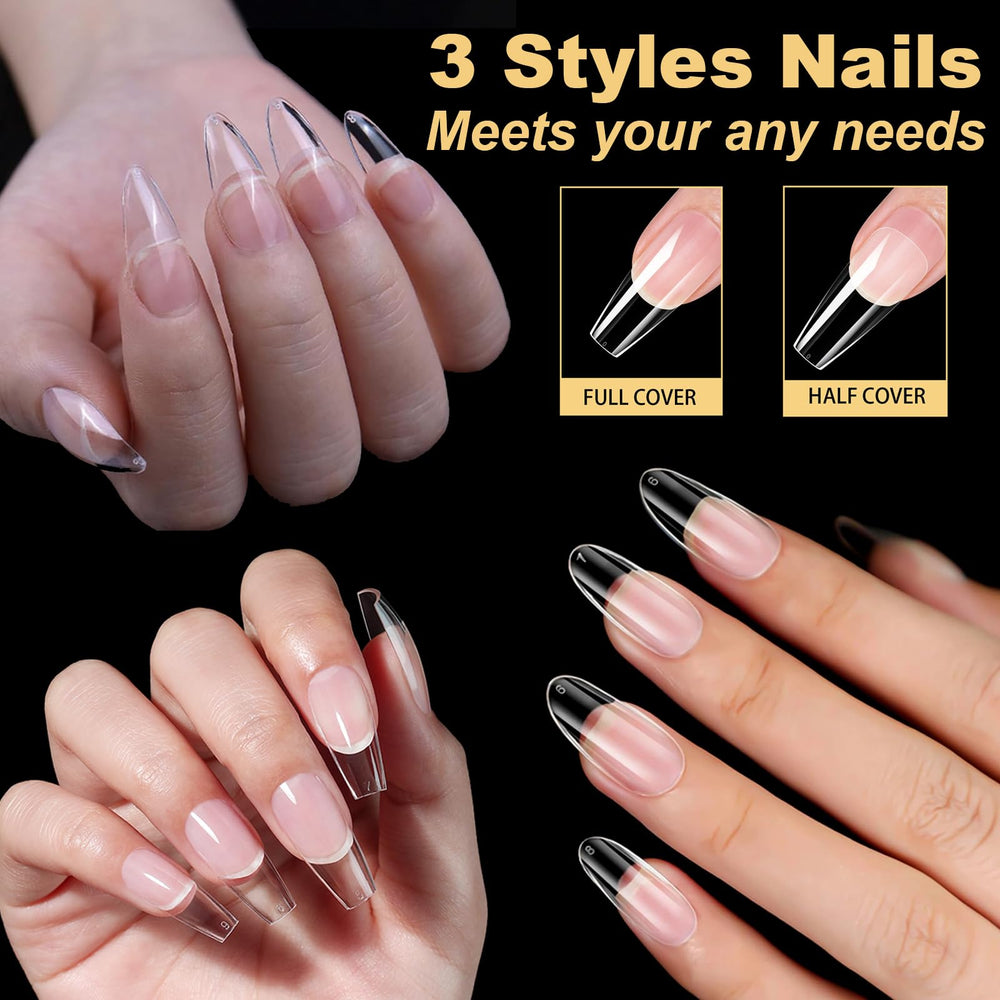 BlueZOO Gel Long Nail Tips ballerina shape for elegant, long nails.