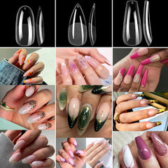 BlueZOO Gel Long Nail Tips coffin shape for sturdy, fashion forward style.
