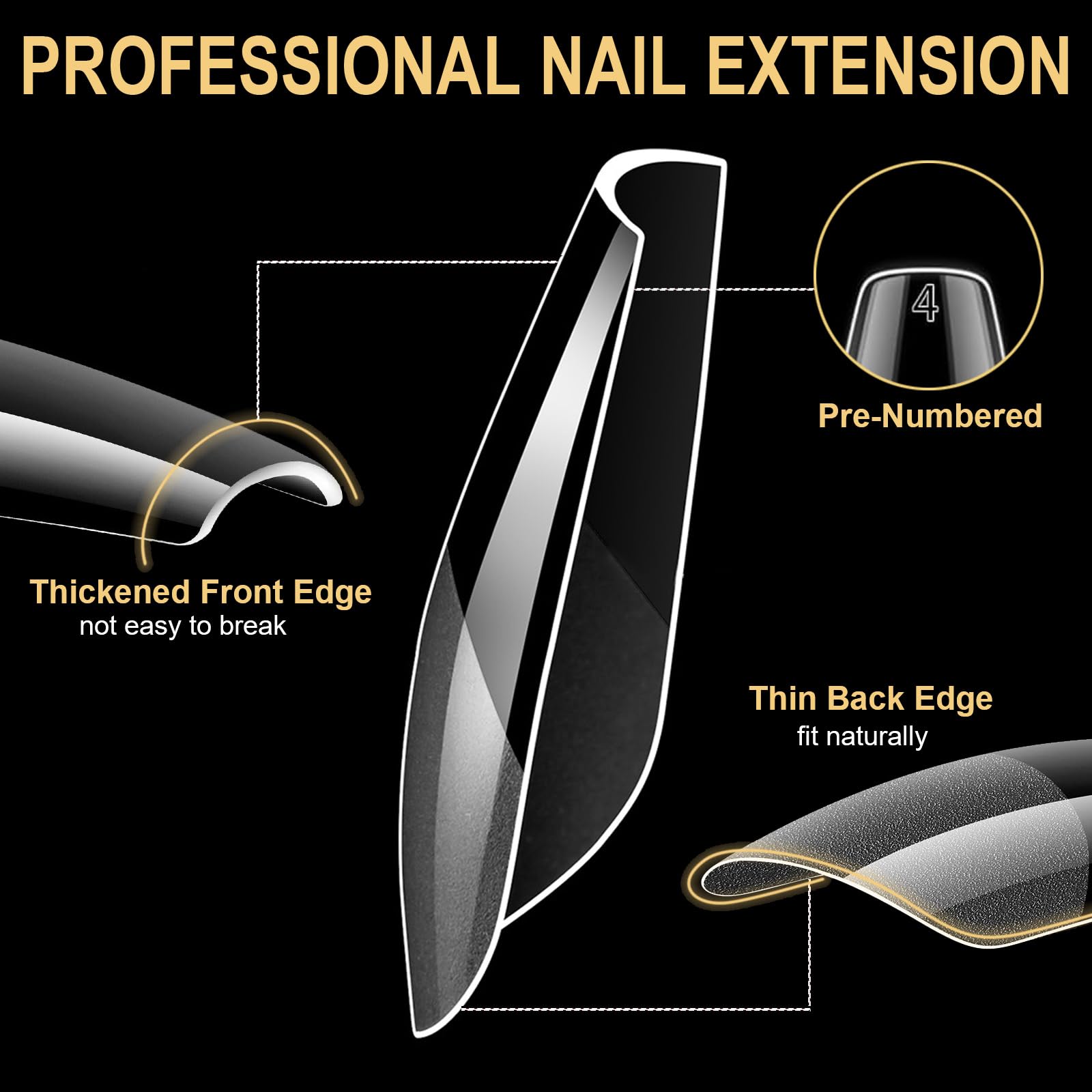 BlueZOO Gel Long Nail Tips oval shape for subtle, natural curves.
