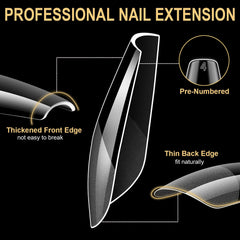 BlueZOO Gel Long Nail Tips oval shape for subtle, natural curves.