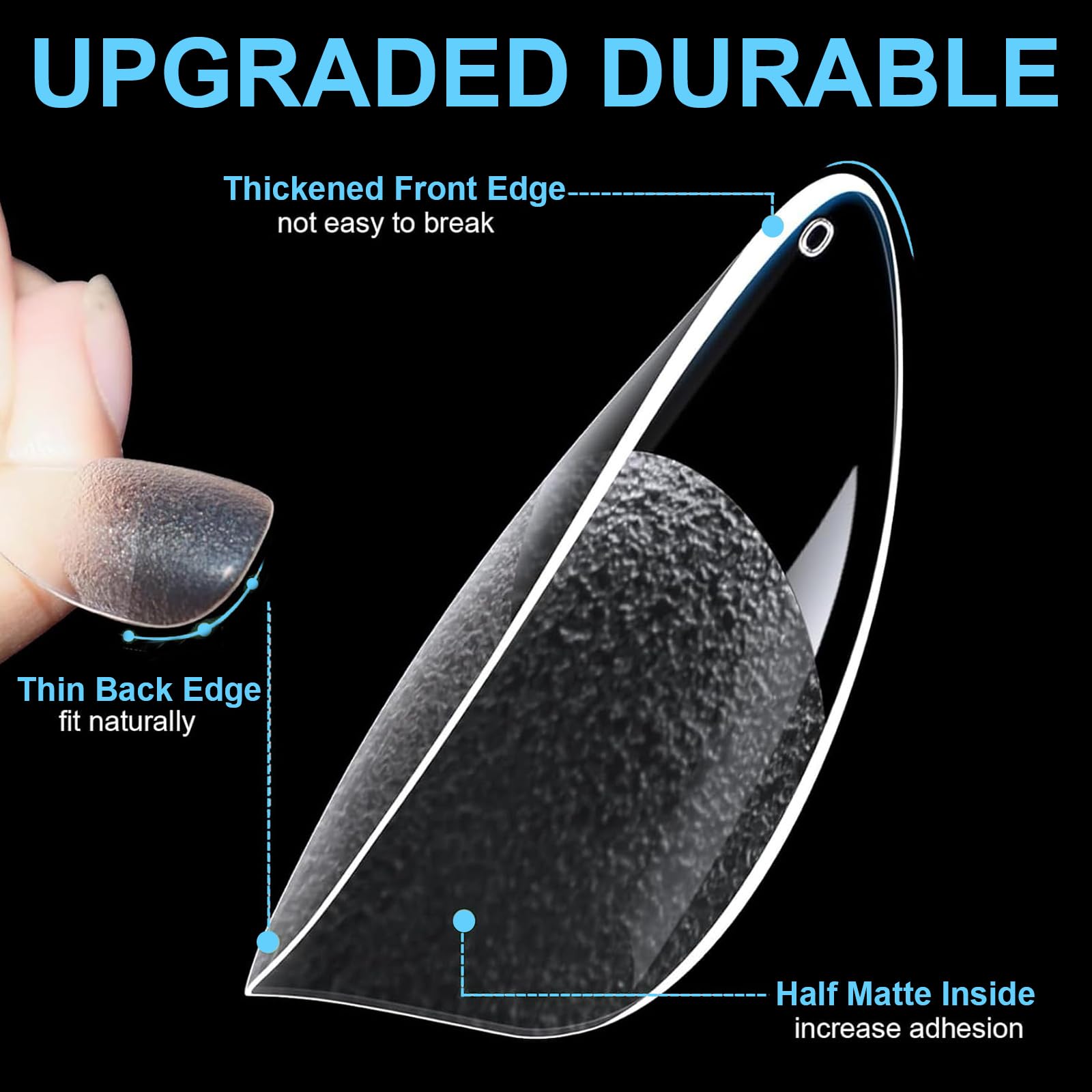 BlueZOO pre-etched nail tips simplify application and adhesion.