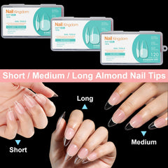 BlueZOO soft gel nail tips 360pcs collection offers diverse shapes for multiple manicures.