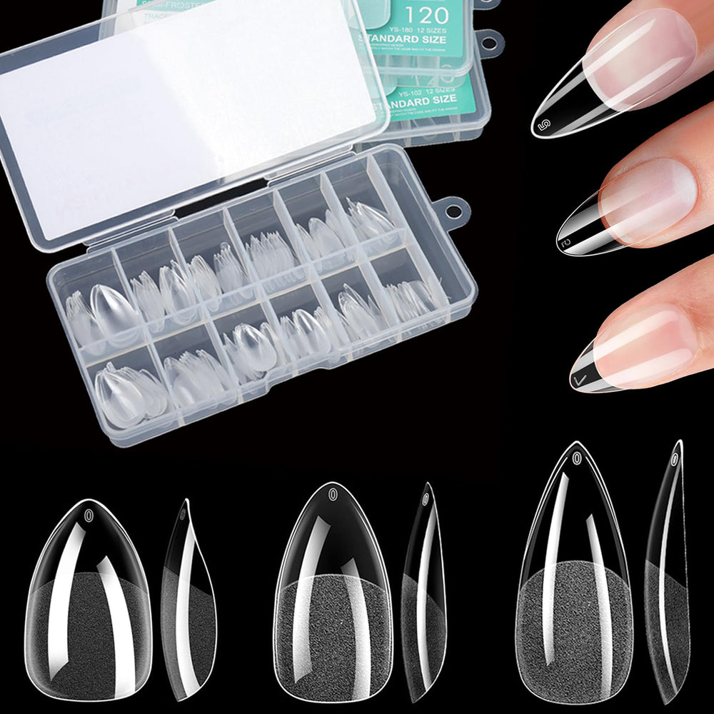 BlueZOO soft gel nail tips front packaging aids quick size selection for home use.