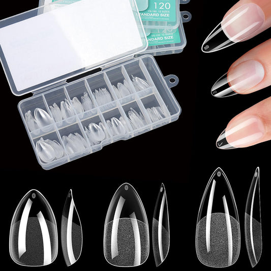 BlueZOO soft gel nail tips front packaging aids quick size selection for home use.