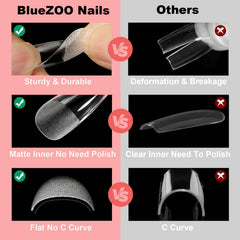 BlueZOO oval/round tips fit small nails with comfortable coverage for daily wear.