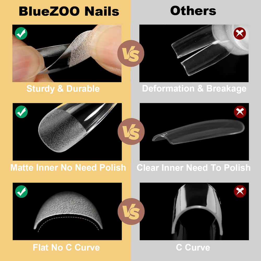 BlueZOO Soft Gel PMMA material highlights flexible, lightweight tips.