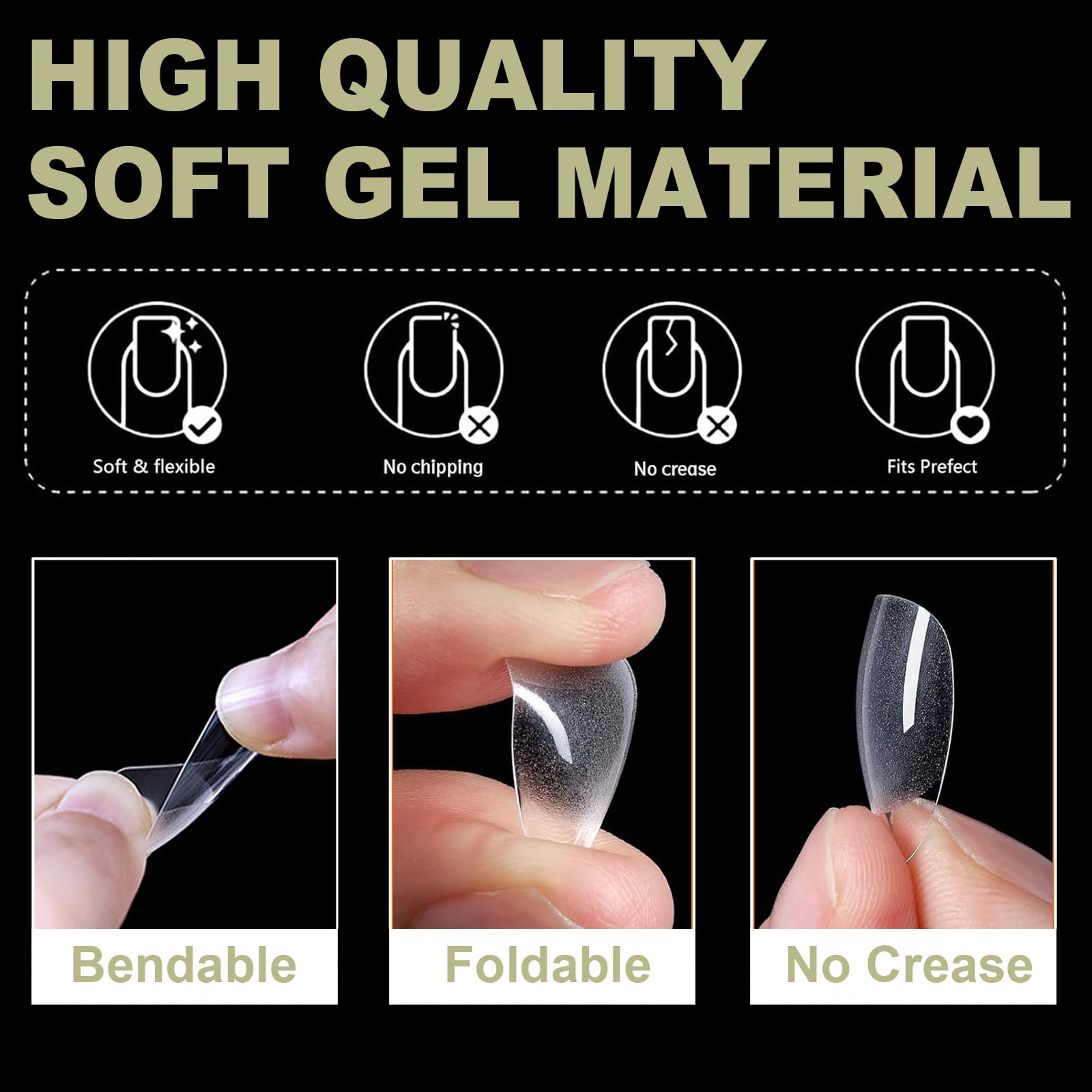 BlueZOO squoval tips in clear finish for versatile shapes and easy maintenance.