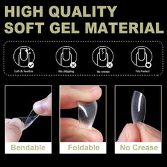 BlueZOO squoval tips in clear finish for versatile shapes and easy maintenance.