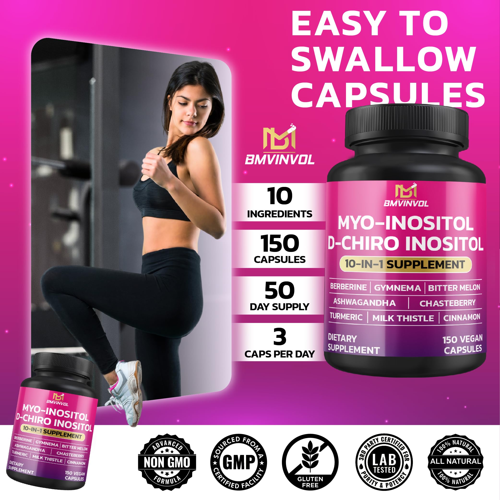 Serving size depicting three capsules per day