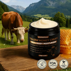 Close up of organic grass-fed tallow and natural lipids for skin